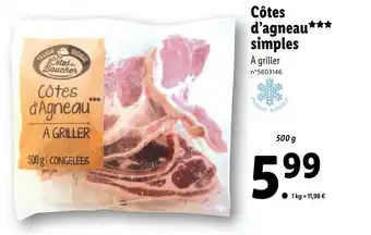 Lidl Côtes d'agneau simples offre