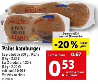 Lidl Pains hamburger offre
