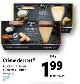 Lidl Crème dessert offre