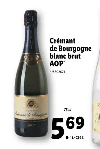 Lidl Crémant de bourgogne blanc brut AOP offre
