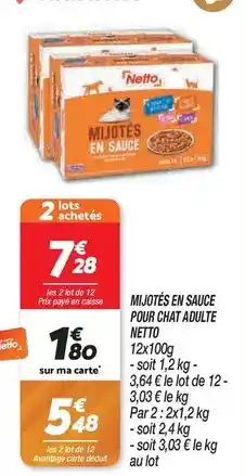 Netto Mijotes en sauce pour chat adulte offre