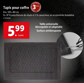 Lidl Tapis Pour Coffre offre