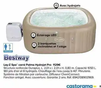 Castorama Lay-z Spa Carré Palma Hydrojet Pro Bestway offre