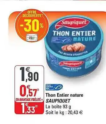 G20 Thon Entier Nature Saupiquet offre