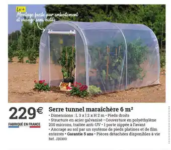 Espace emeraude Serre Tunnel Maraîchère 6m² offre