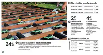Bande D'étanchéité Pour Lambourdes, Plot Réglable Pour Lambourde, Lambourde Brute Classe 3, Lambourde Classe 4, Vis Terrasse