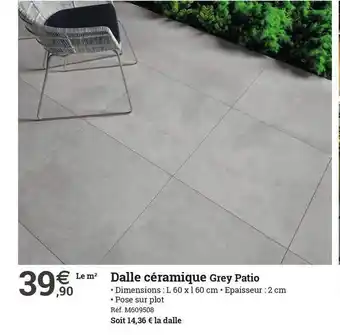 Espace emeraude Dalle Céramique Grey Patio offre