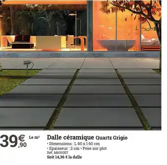 Dalle Céramique Quartz Grigio