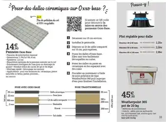 Espace emeraude Panneau Oxxo Base, Plot Réglable Pour Dalle, Weatherpoint 365 Pot De 20 Kg offre