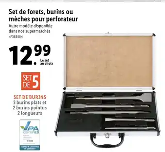 Lidl Set de Forets, Burins Ou Mèches Pour Perforateur offre