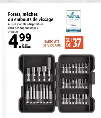 Lidl Forets, Mèches Ou Embouts de Vissage offre