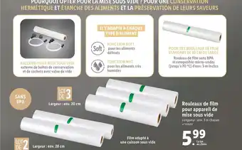 Lidl Rouleaux de Film Pour Appareil de Mise Sous Vide offre