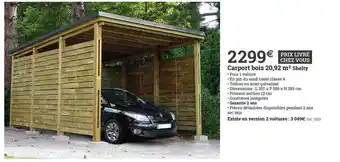 Espace emeraude Carport Bois 20,92 M² Shelty offre