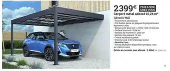 Espace emeraude Carport Métal Adossé 16,24 M² Libeccio Wall offre