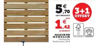U Express Dalle En Pin 50 X 50 X 2,4 Cm offre