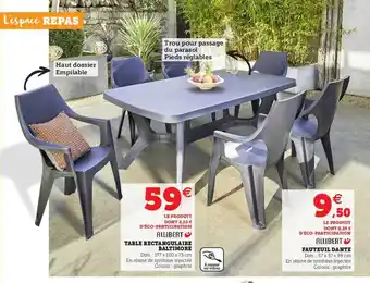 U Express Table Rectangulaire Baltimore, Fauteuil Dante Allibert offre