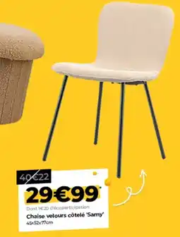 L'incroyable Chaise velours côtelé Samy offre