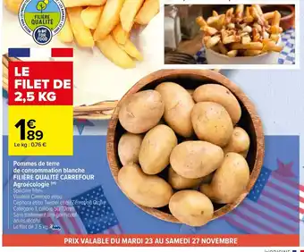Carrefour Pommes De Terre De Consommation Blanche Filiére Qualité Carrefour Agroécologie offre