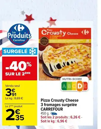 Carrefour Pizza Crousty Cheese 3 Fromages Surgelée Carrefour offre