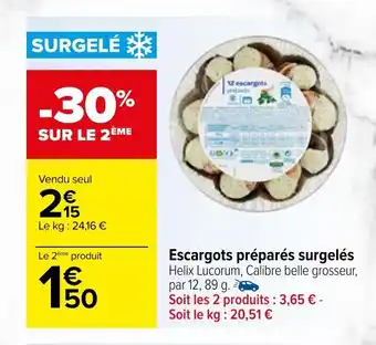 Carrefour Escargots Préparés Surgelés offre