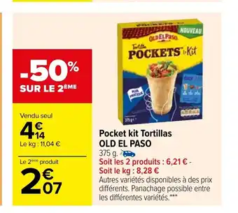 Carrefour Pocket Kit Tortillas Old El Paso offre