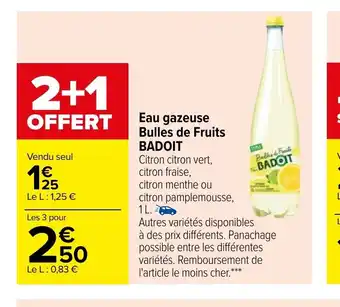 Carrefour Eau Gazeuse Bulles De Fruits Badoit offre