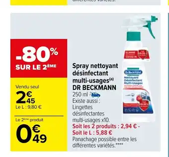 Carrefour Spray Nettoyant Désinfectant Multi-Usages Dr Beckmann offre