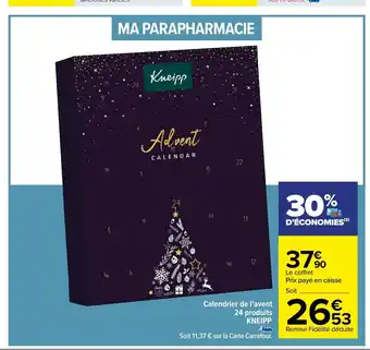 Carrefour Calendrier De L'Avent 24 Produits Kneipp offre