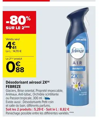 Carrefour Désodorisant Aérosol 2X Febreze offre