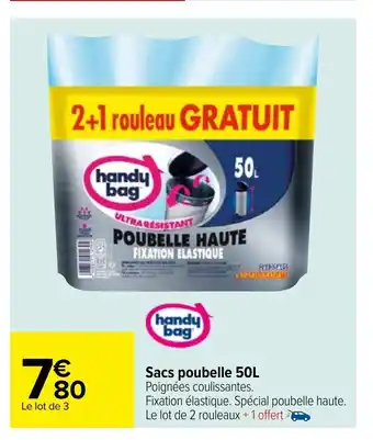 Carrefour Sacs Poubelle 50L offre