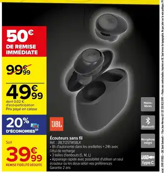 Carrefour Écouteurs Sans Fil offre