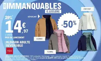 E.Leclerc TISSAIA Blouson adulte reversible offre