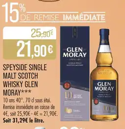 Match GLEN MORAY Speyside single malt scotch whisky offre