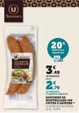 Hyper U U - saucisses de montbeliard igp cuites offre
