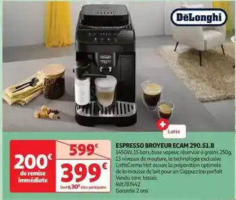 Auchan Delonghi - espresso broyeur ecam 290.51.b offre