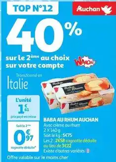 Auchan Auchan - baba au rhum offre