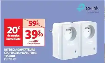 Auchan Tp-link - kit de 2 adaptateurs cpl pa4015p avec prise offre