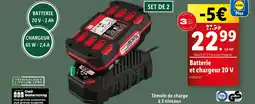 Lidl Batterie et chargeur 20 V offre