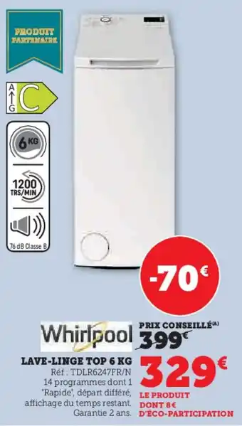 Hyper U WHIRPOOL Lave-linge top offre