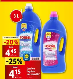 Lidl FORMIL Lessive liquide universelle offre