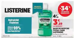 Hyper U Listerine - bain de bouche total care offre
