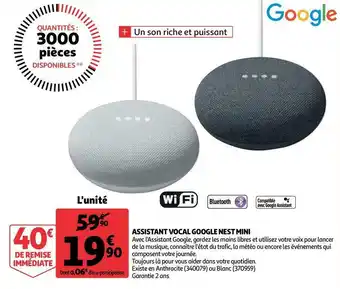 Auchan Assistant vocal google nest mini offre