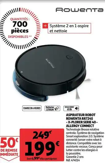 Auchan Rowenta aspirateur robot rr7245 - x-plorer serie 40 - allergy connect offre