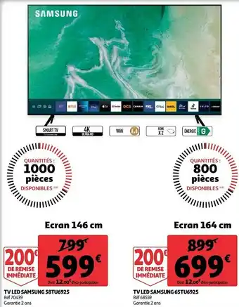 Auchan Samsung tv led samsung 58tu6925, tv led samsung 65tu6925 offre