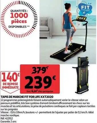 Auchan Tapis de marche fit for life xxt2020 offre