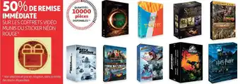 Auchan Bon plan sur les coffrets vidéo munis du sticker néon rouge offre