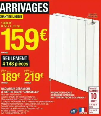 Brico Dépôt Radiateur céramique à inertie sèche "caravelle" offre