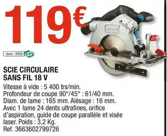 Brico Dépôt Scie circulaire sans fil 18 v offre