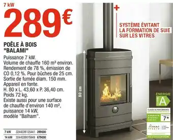 Brico Dépôt Invicta poêle à bois "balami" offre
