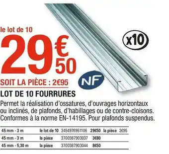 Nf lot de 10 fourrures
